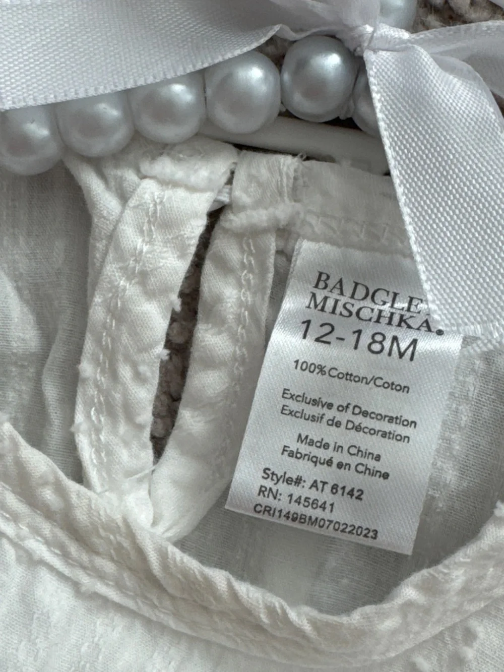 Badgley Mischka White Eyelet Baby Top & Bloomer (12-18 Months)